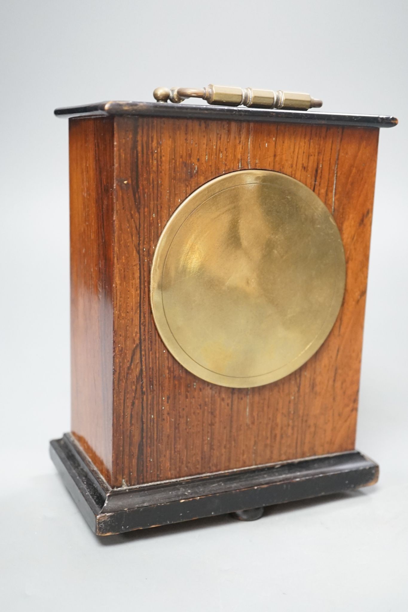 A 19th century rosewood mantel clock, French movement with key, 22cm high